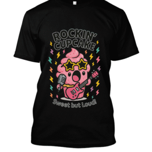 t-shirt-design – Cupcake rockeur survolté chantant