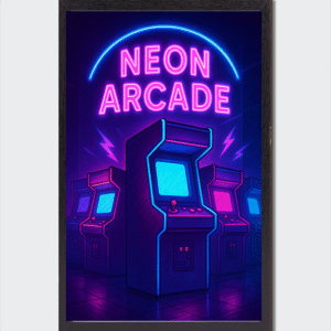 Cadre photo Arcade néon nostalgie électrique