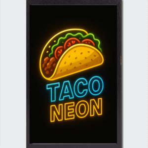 Cadre photo Taco lumineux éclat néon