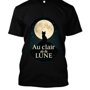 t-shirt-design – Chat noir sous pleine lune