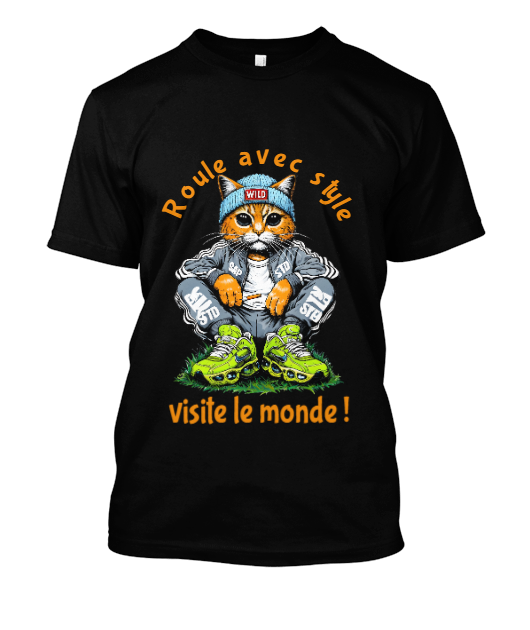 Chat aventurier en rollers verts