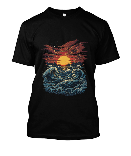 Coucher de soleil sauvage au-dessus des vagues