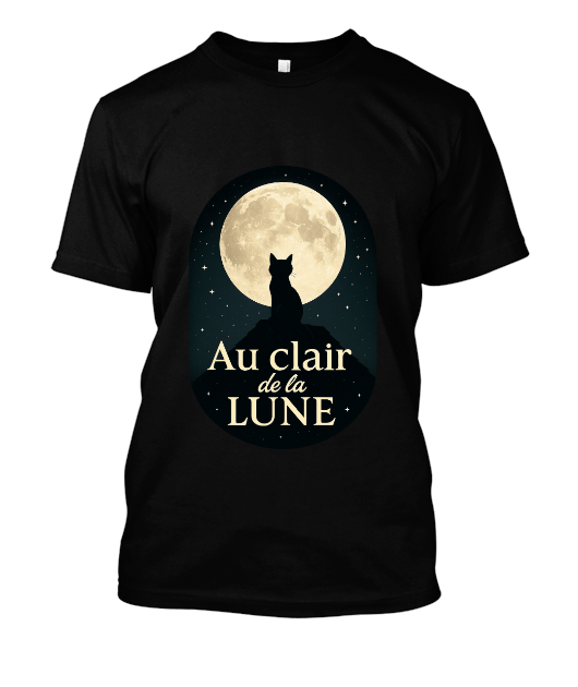 Chat noir sous pleine lune