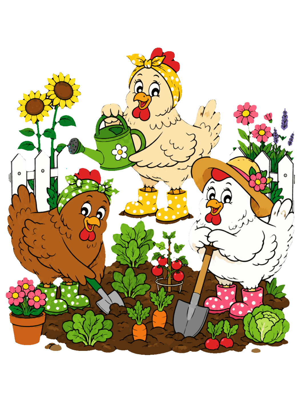 Poules jardinières