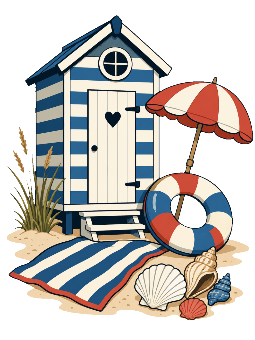 Cabine de plage rayée