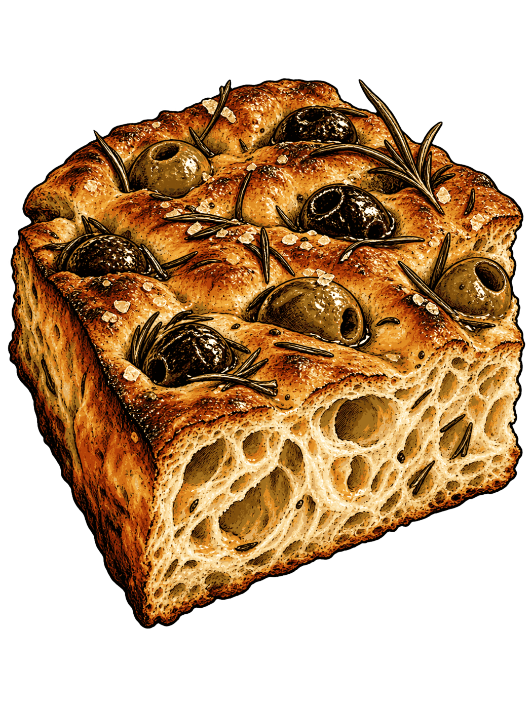 Focaccia aux olives et romarin